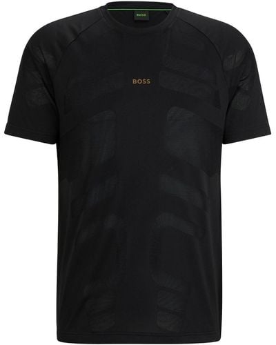 BOSS Reflective-logo Jacquard T-shirt - Black