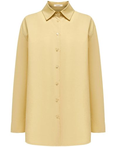 12 STOREEZ Button-up Cotton-blend Shirt - Yellow
