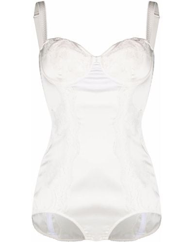 Dolce & Gabbana Lace-panel Sweetheart-neck Body - White