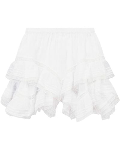 Isabel Marant Gisele Ruffled Cotton Shorts - White