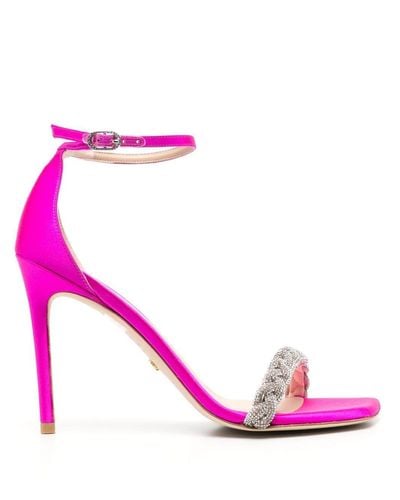 Stuart Weitzman 107mm Crystal-embellished Strap Sandals - Pink