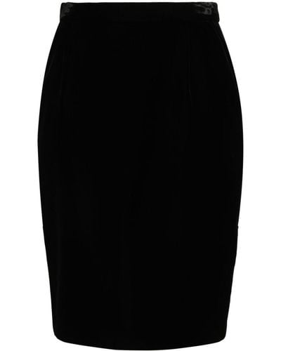 Saint Laurent Velvet Pencil Skirt - Black