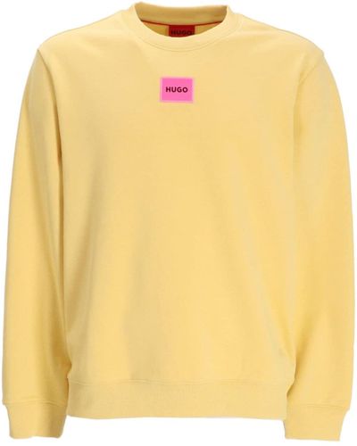 HUGO Sweatshirt mit Logo-Patch - Gelb