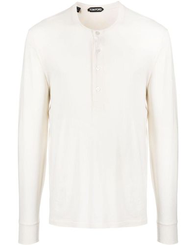 Tom Ford ロングスリーブ ボタン Tシャツ - ホワイト