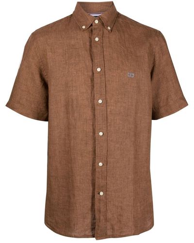 Tommy Hilfiger Linen Short Sleeve Shirt - Brown