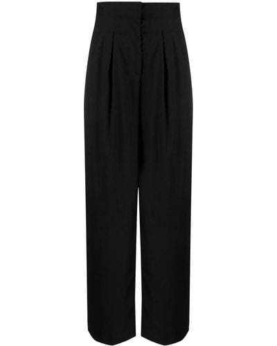 Remain High-waisted Pleated Wide-leg Pants - Black