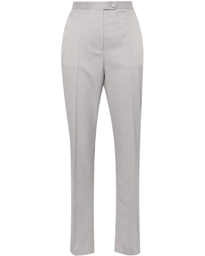 Styland Pinstriped High-waist Tailored Pants - Gray