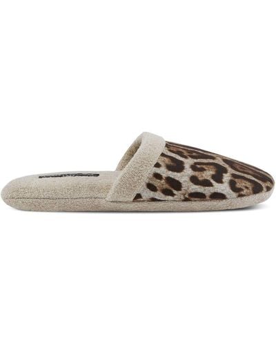 Dolce & Gabbana Leopard-print Terry Slippers - Natural