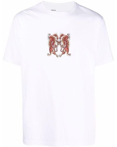 Maharishi T-shirt à motif Heads of Tigers brodé - Blanc