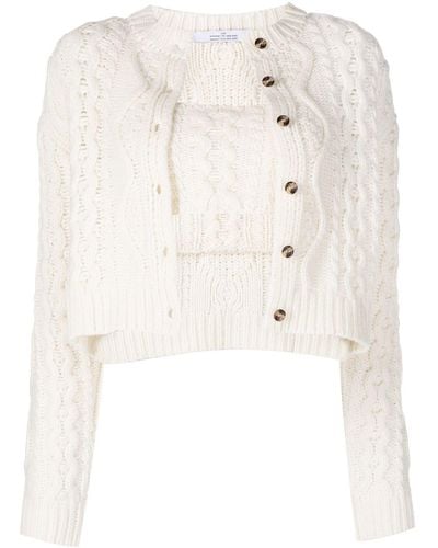ROKH Cable-knit Bralette And Cardigan Set - White