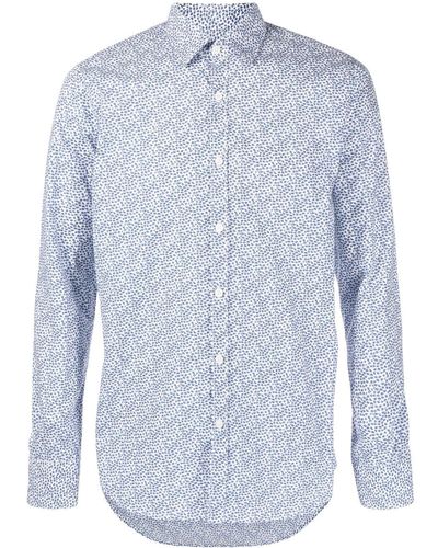 Canali Overhemd Met Print - Blauw
