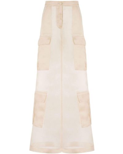 Moschino Silk Wide-leg Trousers - Natural