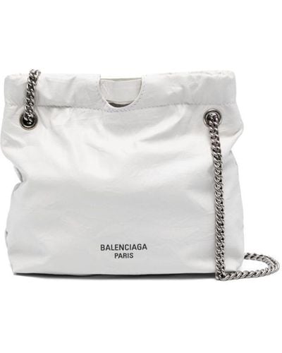 Balenciaga Xs Crush Leather Tote Bag - White