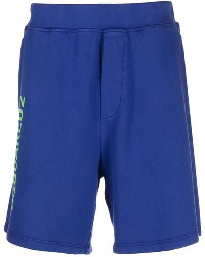 DSquared² Cotton Logo Print Shorts - Blue