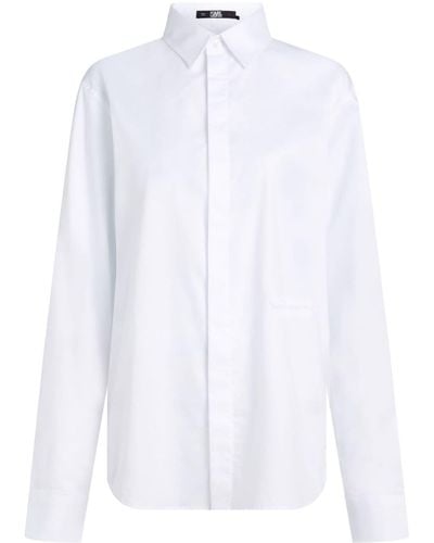 Karl Lagerfeld Hemd mit Monogramm-Stickerei - Weiß