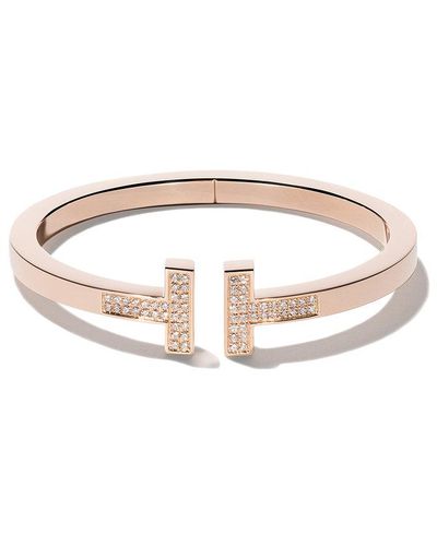 Tiffany & Co. Brazalete Tiffany T pequeño de diamantes en oro rosa de 18kt - Metálico