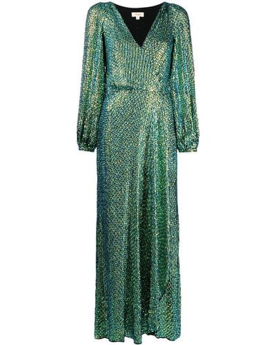 Temperley London Billie Sequin Wrap Dress - Green