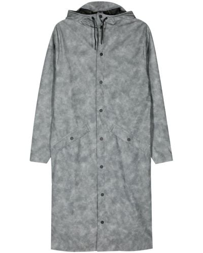 Rains Tie-dye Hooded Parka Coat - Gray