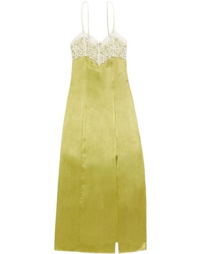 Jason Wu Floral-lace V-neck Silk Dress - Yellow