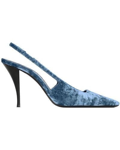 Saint Laurent Tom 90mm Velvet Slingback Court Shoes - Blue
