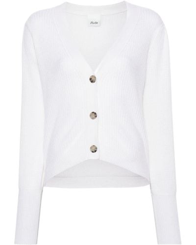 Allude Long-sleeve Cashmere Cardigan - White