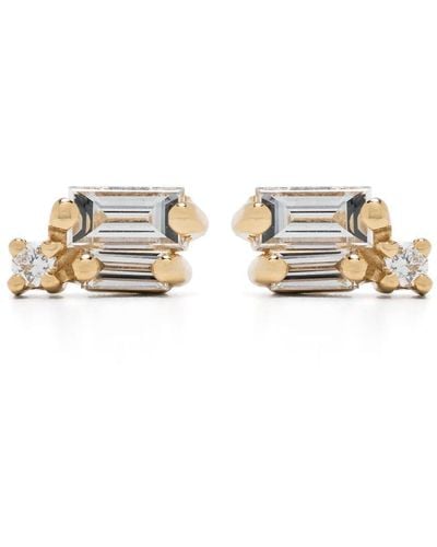 Suzanne Kalan 18kt Yellow Gold Bold Burst Diamond Stud Earrings - White
