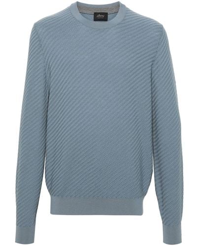 Brioni Interwoven Wool-cashmenre-blend Sweater - Blue