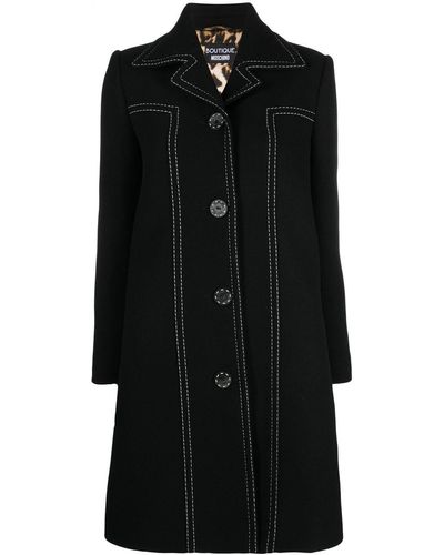Boutique Moschino Tonal-stitch Single Breasted Coat - Black