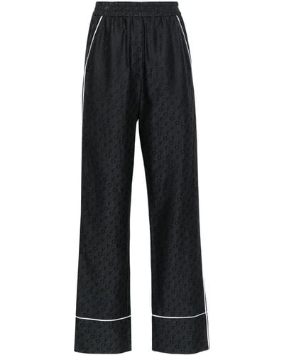 Off-White c/o Virgil Abloh Pantalon droit à motif monogrammé en jacquard - Noir