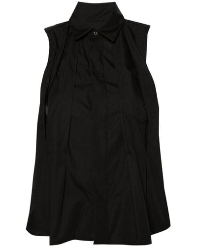 Sacai Sleeveless Pleated Shirt - Black