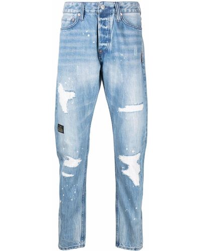 Evisu Slim-fit Ripped Jeans - Blue