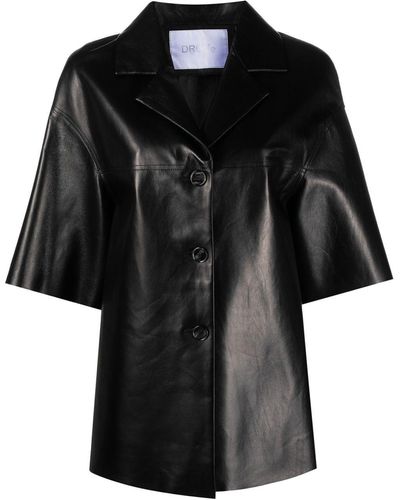 DROMe Lambskin Short-sleeve Shirt - Black