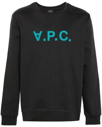 A.P.C. Logo-flocked Cotton Sweatshirt - Black