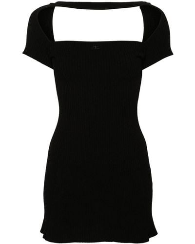 Courreges Hyperbole Ribbed-knit Minidress - Black