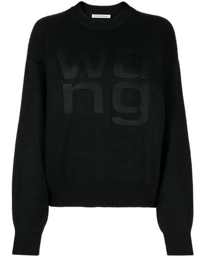 Alexander Wang Logo-debossed Crew-neck Sweater - Black
