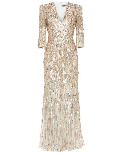 Jenny Packham Oscar Sequin-embellished Gown - Natural