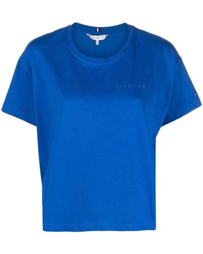 Tommy Hilfiger T-Shirt mit Logo-Stickerei - Blau