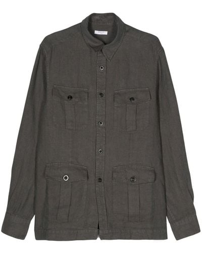 Boglioli Tonal Stitching Linen Shirt Jacket - Grey