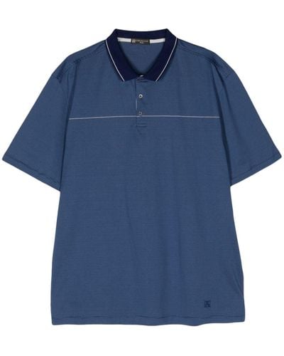 Corneliani Striped Cotton Polo Shirt - ブルー