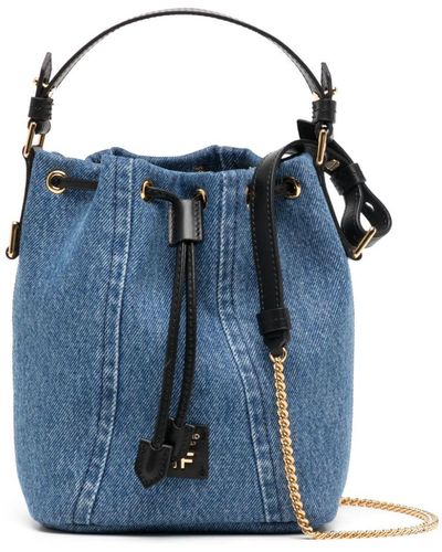 Tom Ford Small Disco Denim Bucket Bag - Blue