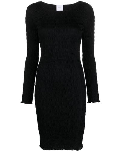 Patou Textured-finish Long-sleeve Dress - Black