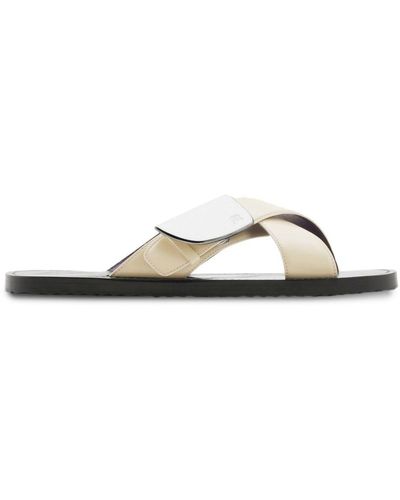 Burberry Shield leather slides - Neutrals