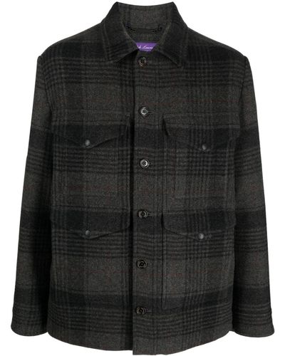 Ralph Lauren Purple Label Plaid-check Flannel Shirt Jacket - Black