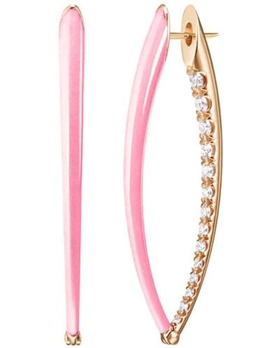 Melissa Kaye 18kt Yellow Gold Marissa Pink Large Cristina Diamond Earrings