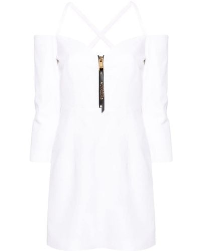 Moschino Crossover-strap Zipper-detailed Dress - White