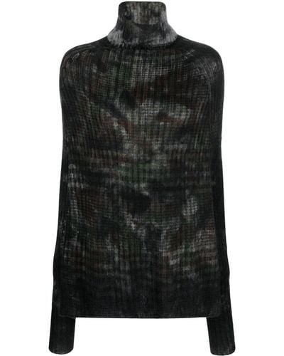Faliero Sarti Abstract-pattern Print Wool-blend Jumper - Black