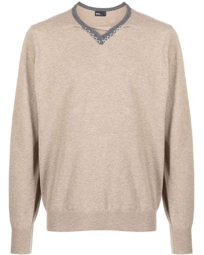 Kolor V-neck Pullover Jumper - Natural