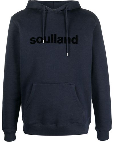 Soulland Logo-print Drawstring Hoodie - Blue