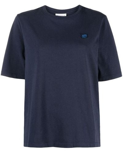 Maison Kitsuné T-shirt fox head in cotone - Blu