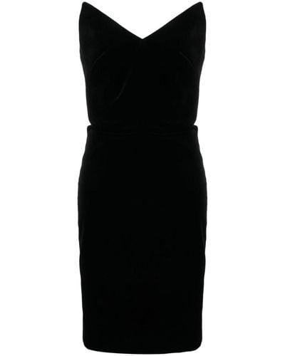 Loewe Bustier Velvet Strapless Dress - Black
